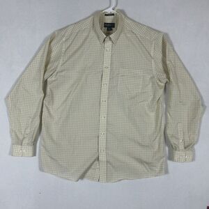Eddie Bauer Button Down Shirt XL Tall Yellow Plaid Long Sleeve Relaxed Fit XLT
